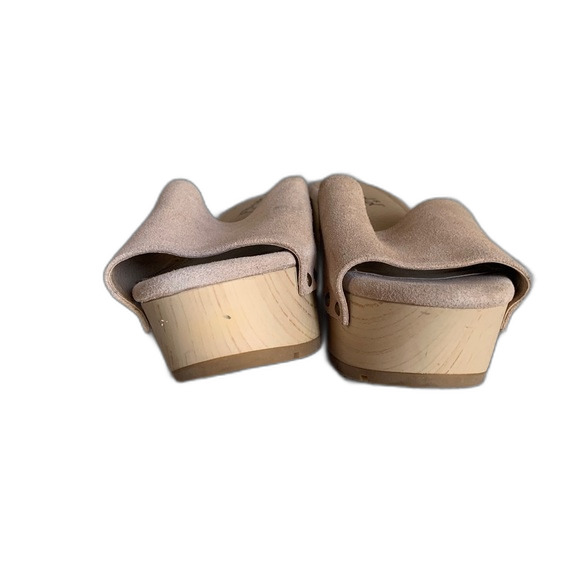 Splendid Tan Nubuck Suede Wedge Platform Mule Sandals Size 8.5M - Picture 4 of 9